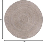 Unique Loom Braided Jute Collection Area Rug - Dhaka (8' Round, Gray)