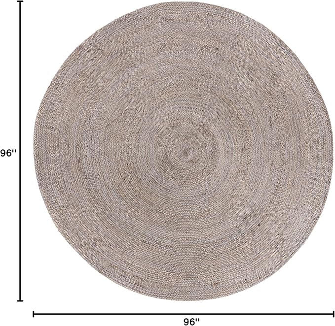 Unique Loom Braided Jute Collection Area Rug - Dhaka (8' Round, Gray)