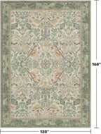 Floral Washable Large Rugs for Bedroom 10x14 - Sage Green Soft Area Rug for Dining Room Under Kitchen Table, Living Room, Playroom, Folable Non Skid Low Pile Indoor Carpet