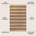 JONATHAN Y Jayden Woven Jute Stripe Natural/Brown Runner Rug, 2x10, Rustic, Farmhouse, Traditional, Lodge, Easy-Cleaning for Living Room, Bedroom, Kitchen, Non-Shedding (NRF202A-210)