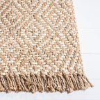 SAFAVIEH Natural Fiber Collection Runner Rug - 2'3" x 8', Ivory & Natural, Handmade Boho Diamond Tassel Jute, Ideal for High Traffic Areas in Living Room, Bedroom (NF266A)