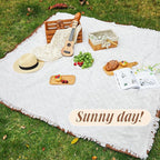VitalCozy Waterproof Picnic Blankets Outdoor Blanket Foldable 2 in 1 Double Layer Sandproof Beach Mat with Carry Strap for Camping Lawn Park Beach Grass(White)