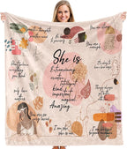 Boho Inspirational Blanket, Inspirational Gifts for Women, Birthday Gifts for Women Sister Grandma, She is Motivational Positive Throw Blankets for Girly Room Bedroom Home Decor, 50x60 in