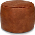 Thgonwid Unstuffed Faux Leather Pouf Cover, Handmade Footstool Ottoman Storage Solution, Floor Footrest Cushion, 16.5”Dx12”H, Amaretto