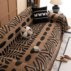 VClife Couch Cover Bohemian Morroccan Sofa Cover Washable Sofa Slipcover for 3-4 Cushion Couch Sofa Non Slip Soft Chenille Furniture Protector Modern Brown Black Slip Cover for Couch 71''x150''
