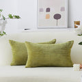 Home Brilliant Green Throw Pillow Covers 12x20 Striped Corduroy Solid Set of 2 Spring Decoration Oblong Pillowcases for Sofa Couch Living Room St Patricks Day Decor, 12 x 20 inch, Grass Green