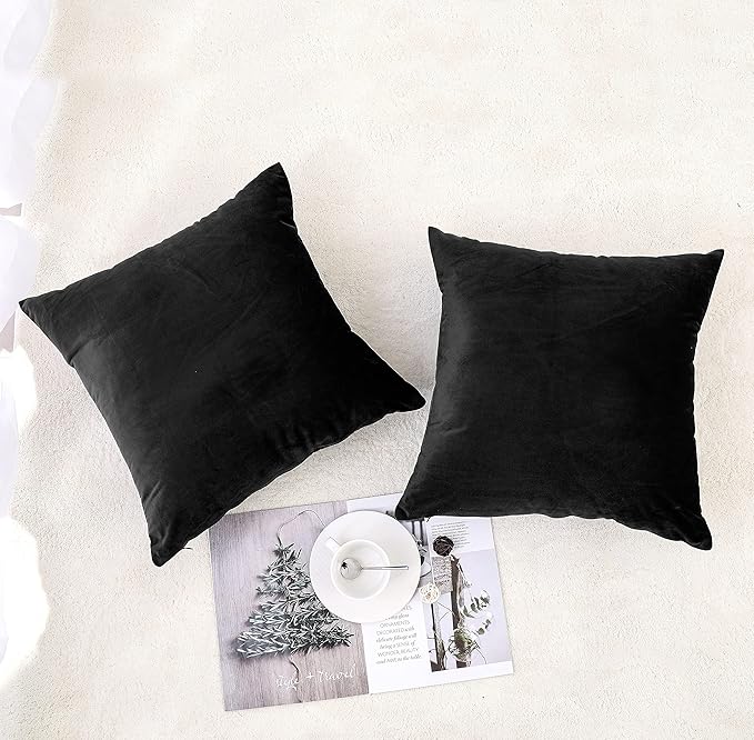 NiNi ALL Decorative Throw Pillow Covers Pack of 2, Velvet Throw Pillow Cases for Couch Pillows Cover Bedroom Living Room Outdoor, Pillow Covers 18x18 Inch Black