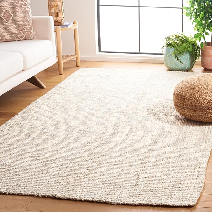 SAFAVIEH Natural Fiber Collection Accent Rug - 3' x 5', Ivory, Handmade Farmhouse Jute, Ideal for High Traffic Areas in Entryway, Living Room, Bedroom (NF730A)
