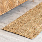 HOMEMONDE Handcrafted Braided Jute Runner Rug 2x6 ft - Rustic Vintage Natural Area Rug - Farmhouse Indoor Eco Friendly Floor Rug for Kitchen, Hallway, Entryway, Living Room, Bedroom
