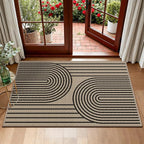 Outdoor Rug 2x3 Door Mat Easy Jute Entryway Porch Rug Indoor Foyer Outdoor Patio Low Pile Ultra-Thin Area Rug Washable Non-Slip Black Rainbow Throw Carpet for Front Door Entrance Floor Mats