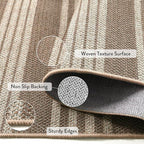 Lahome Elance Striped Easy Jute Porch Rug, 3x5 Washable Rugs for Entryway Living Room, Farmhouse Nature Non Slip Non Shedding Indoor Outdoor Carpet for Entry Classroom Patio, Khaki