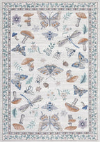 Washable Rug 9x12 Area Rugs for Living Room, Mushroom Insect for Bedroom, 9x12 Rug Non Slip Carpet with Rubber Back, Low Pile Stain Resistant Modern Carpet for Dining Room Dorm, Beige