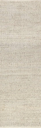 nuLOOM 2'6" x 10' Elfriede Jute & Cotton Hand Woven Area Rug, Natural, Solid Rustic Farmhouse Style, Weaved Design, Natural Fiber, For Bedroom, Living Room, Dining Room, Hallway, Office, Entryway