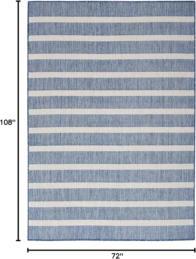Nourison Home Positano Navy Ivory 6' x 9' Area Rug - Easy Clean, Non Shedding, Bed Room, Living Room, Dining Room, Kitchen (6' x 9')