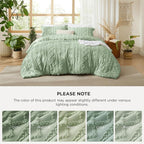 Bedsure Tufted Boho Comforter Set California King - Sage Green Boho Bed Set, GentleSoft™ 3 Pieces Farmhouse Shabby Chic Embroidery Bedding, Gifts for Woman, Soft Jacquard Comforter for All Seasons