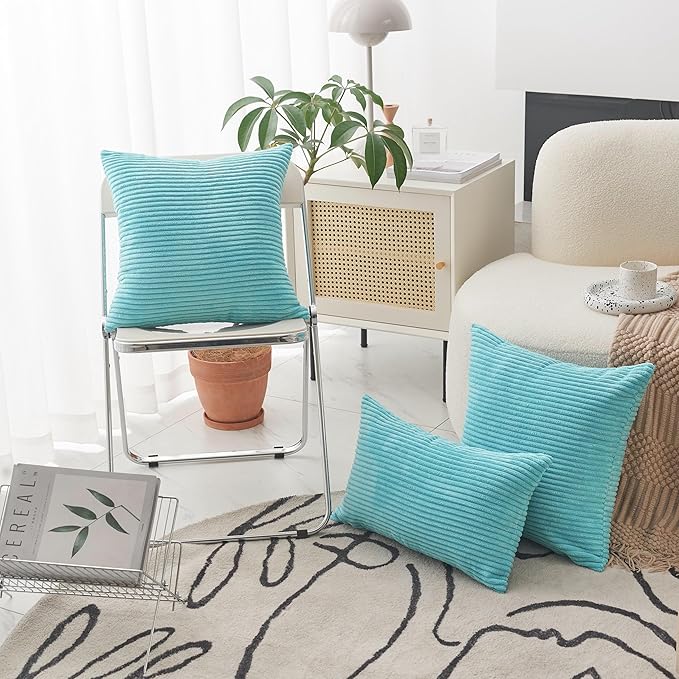 Home Brilliant Euro Pillows 26x26 Set of 2 Super Soft Teal Decorative Pillows Large Euro Sham Velvet Pillow Cover for Bench, 26x26 inch, Teal