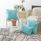Home Brilliant Teal Throw Pillow Covers Pack of 2 Supersoft Striped Textured Velvet Corduroy Decorative Throw Pillow Cases Throw Pillows for Bed, 50x50 cm, 20 x 20 Inch, Teal