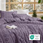 Bedsure Tufted Boho Comforter Set Twin Size - Grayish Purple Boho Bed Set, GentleSoft™ 2 Pieces Farmhouse Shabby Chic Embroidery Bedding, Gifts for Woman, Soft Jacquard Twin Comforter for All Seasons