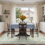 GENIMO 5x7 Washable Area Rug, Non-Slip Vintage Boho Floral Carpet, Soft Low-Pile Thin Bedroom Rug for Living Room, Dining Room, Nursery, Green