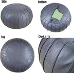 Thgonwid Handmade Storage Pouf Ottoman Foot Stool - Faux Suede Round Floor Cushion 21.6"x13" for Living Room, Bedroom, Wedding Decor, Unstuffed (Deep Grey)