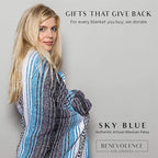 Benevolence LA Authentic Handwoven Mexican Blanket | Yoga Blankets, Outdoor, Picnic, Beach, Camping | Equestrian Saddle | Serape 50x70 inches - Sky Blue, Pack of 1