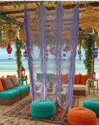 Flber Macrame Curtain Boho Doorway Curtain Handwoven Room Divider for Bedroom Window Closet Wedding Backdrop Arch 59" W x 75" H(1Panel)