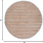 SAFAVIEH Natural Fiber Collection Area Rug - 7' Round, Light Blue & Natural, Handmade Boho Farmhouse Rustic Jute & Cotton Jute, Ideal for High Traffic Areas in Living Room, Bedroom (NFB654M)