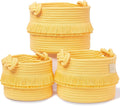 NaturalCozy 3-Piece Boho Decor Storage Basket Set – Cotton Rope Woven Baskets for Organizing! Small Basket for Baby Stuff, Baby Shower, Gift Basket, Nursery Baby Basket, Planter, Toy Basket, Shelves