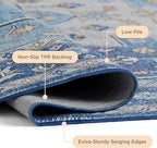 Bedsure 3x5 Area Rugs for Living Room, Machine Washable Rugs, Non-Slip Backing, Non-Shedding, Vintage Low Pile Easy Care Throw Carpet for Bedroom Dining Room, Medium Gray