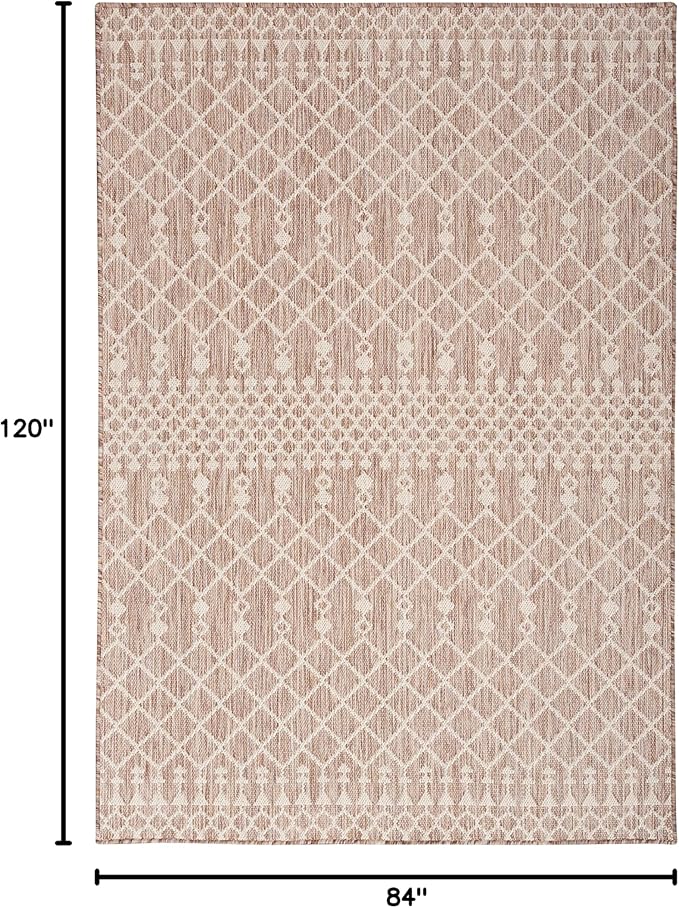 Nourison Home Positano Beige 7' x 10' Area Rug - Easy Clean, Non Shedding, Bed Room, Living Room, Dining Room, Kitchen (7' x 10')