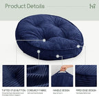 HIGOGOGO Floor Pillow Cushion for Adults, Meditation Cushion Pillow, Large Round Floor Sitting, Tufted Corduroy Cover, for Tatami Living Room or Yoga, 22x22 Inch, Navy