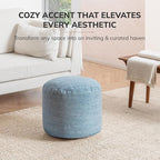 Anji Mountain Pouf Ottoman Foot Rest, Handmade Ottoman Pouf, Comfortable Foot Stool, Decorative Floor Seating for Living Room Decor, Bedroom & Home Décor Accent - Blue