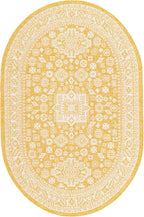 Rugs.com Outdoor Aztec Collection Rug – 5' x 8' Oval Yellow Flatweave Rug Perfect for Living Rooms, Large Dining Rooms, Open Floorplans
