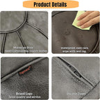 Thgonwid Round Unstuffed Pouf Cover, Leather Foot Stool Ottoman with Storage, Bean Bag Floor Chair, Multi Functional Footrest for Living Room, Bedroom or Balcony (Deep Gray)
