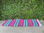 Del Mex Classic Mexican Blanket, Large Authentic Woven Falsa Throw (70"x50"), Artisan Southwest Décor for Beach, Yoga, Outdoors (Pink/Purple/Mint)