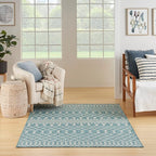 Nourison Home Positano Aqua 5' x 7' Area Rug - Easy Clean, Non Shedding, Bed Room, Living Room, Dining Room, Kitchen (5' x 7')