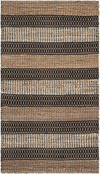SAFAVIEH Natural Fiber Collection Accent Rug - 3' x 5', Black & Natural, Handmade Flat Weave Stripe Jute & Cotton, Ideal for High Traffic Areas in Entryway, Living Room, Bedroom (NFB652Z)