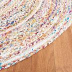 SAFAVIEH Area Rug 10' Round - Cape Cod Collection - Large - Beige & Multi, Handmade Jute & Cotton, Woven Braided Design (CAP202B)