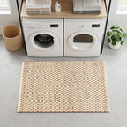 Jute Cotton Hand Woen Rug 2x3 Feet - Natural, Farmhouse Boho Neutral Fiber Floor Rugs Ideal for Entryway, Kitchen, Bedroom, Nursary Room | Beige Reversible Small Area Door Mat for Indoor Outdoor Use