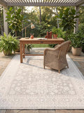 Rugs.com Outdoor Aztec Collection Rug – 2' x 3' Light Gray Flatweave Rug Perfect for Living Rooms, Large Dining Rooms, Open Floorplans