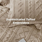 Bedsure Tufted Boho Comforter Set California King Size - Khaki Boho Bed Set, GentleSoft™ 3 Pieces Farmhouse Shabby Chic Embroidery Bedding, Gifts for Woman, Soft Jacquard Comforter for All Seasons