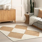 nuLOOM Pandora Diamond Jute Area Rug - 9x12, Global Inspired Ivory, Neutral, Perfect for Dining, Living, or Kitchen