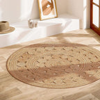 Hand Woven Jute Area Rug - 3' Round - Rustic Beige Reversible Farmhouse Rugs for Living Room, Bedroom, Kitchen - Vintage Natural Braided Entry Floor Décor Circle Boho Round Jute Rug 3ft