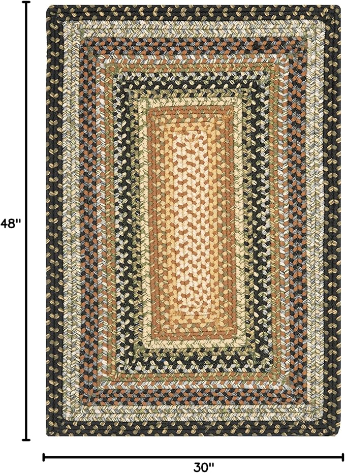SAFAVIEH Washable Rug Outdoor Braided Collection - 2' x 4' Half Moon Shape, Multi, Handmade & Reversible, Non-Shedding & Easy to Clean, Entryway, Front Door, Kitchen, Mudroom (BRD308A)