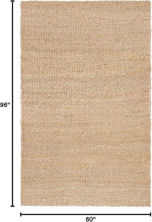 SAFAVIEH Natural Fiber Collection Area Rug - 5' x 8', Natural, Handmade Farmhouse Jute, Ideal for High Traffic Areas in Living Room, Bedroom (NF732A)