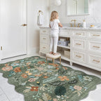 4x6 Living Room Area Rugs: Washable Farmhouse Nursery Kitchen Floral Rugs Non-Slip Small Cute Bedroom Carpet Non-Shedding Floor Mat for Kids Room University dormitory Decorative Rugs(4x6,Floral/Green)