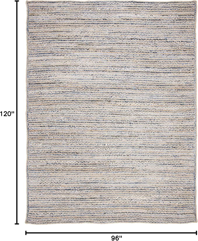 SAFAVIEH Area Rug 8x10 - Cape Cod Collection - Large - Natural & Blue, Handmade Flat Weave Jute, Ideal for Living Room, Bedroom, Office, Dining Space (CAP250A)