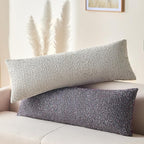Decorative Lumbar Pillow Cover 14x36 Purple Striped Wool Long Body Pillow Neutral Textured Boho Lumbar Throw Pillow Cushion Covers for Modern Farmhouse Sofa Bed Living Room Decor SY011-E14