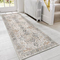 GENIMO Runner Rug 2'6"x5 Machine Washable Non Slip Vintage Hallway Runner Rug, Low Pile Lightweight Rugs for Indoor Entryway, Hallway, Kitchen and Corridor, Light Taupe Brown