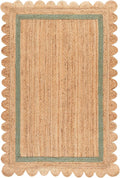 SAFAVIEH Area Rug 4x6 - Natural Fiber Collection - Natural & Light Green, Handmade Jute, Ideal for Living Room, Bedroom, Dining Space (NF896W)